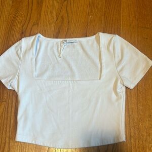 Zara square neck cropped t shirt